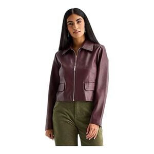 A.N.A women's faux-leather lightweight Burgundy jacket size XL